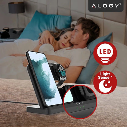Belaidis indukcinis 3w1 QI įkroviklis, palaikantis greitąjį įkrovimą, skirtas Samsung S24 S23 S22 QC