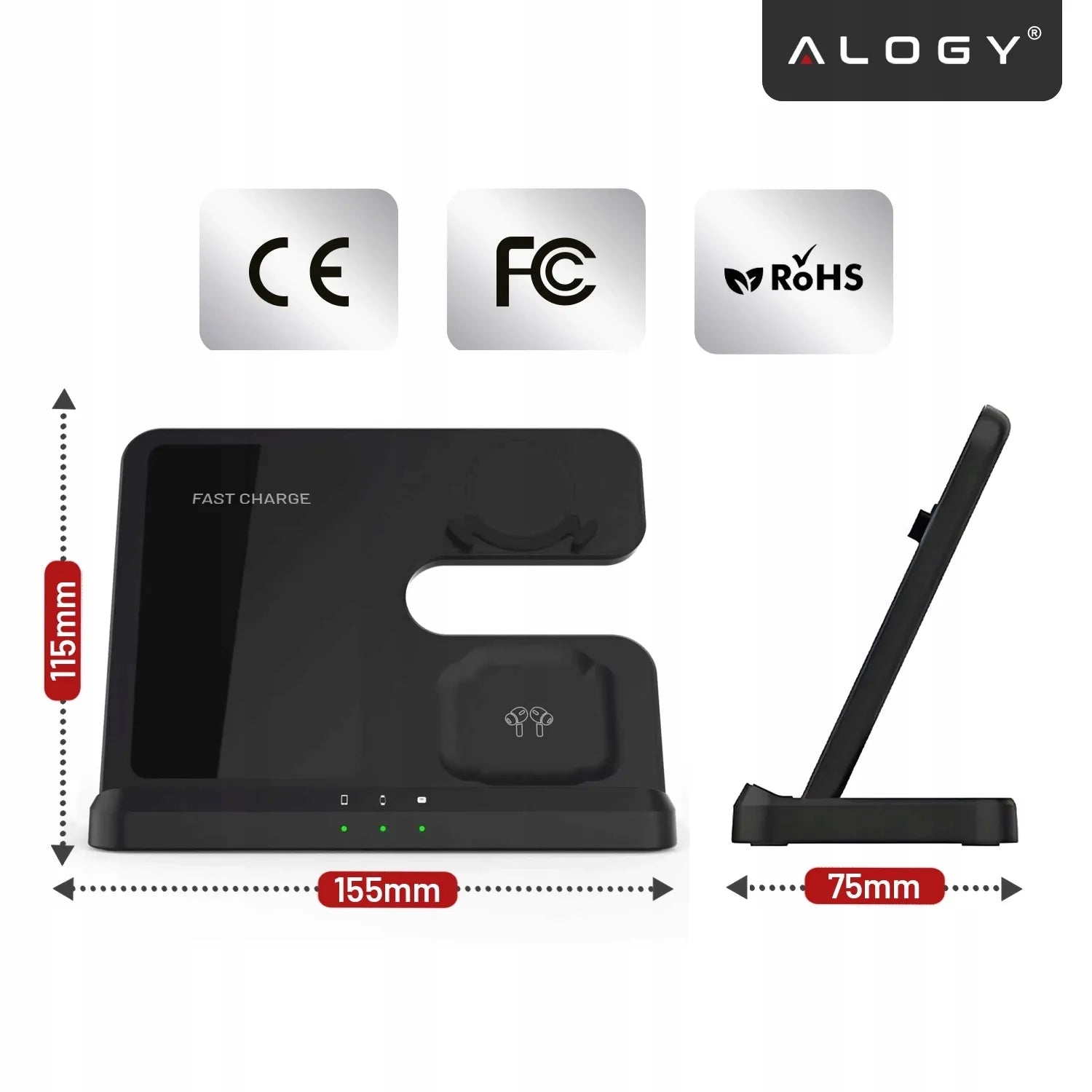 Belaidis indukcinis 3w1 QI įkroviklis, palaikantis greitąjį įkrovimą, skirtas Samsung S24 S23 S22 QC