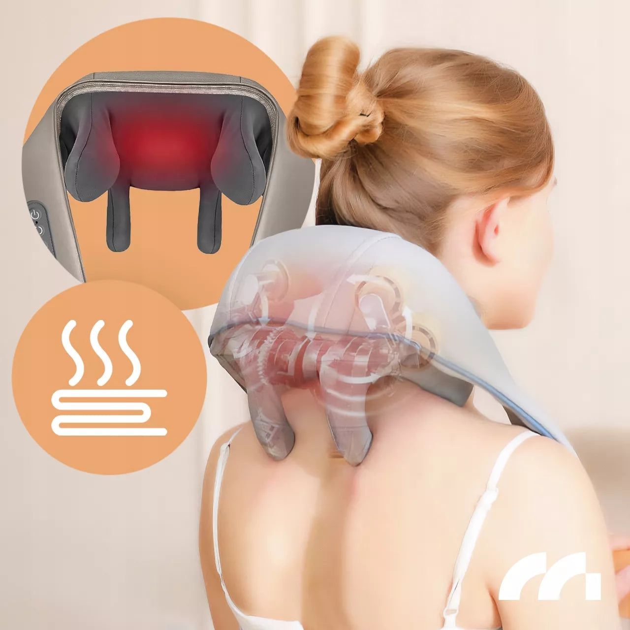 Belaidis kaklo, pečių ir nugaros masažuoklis SHIATSU masažinis diržas su šildymu