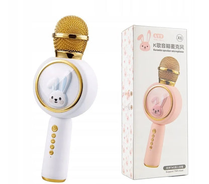Belaidis karaoke mikrofonas vaikams „Sweet Bunny“ su „Bluetooth“ garsiakalbiu
