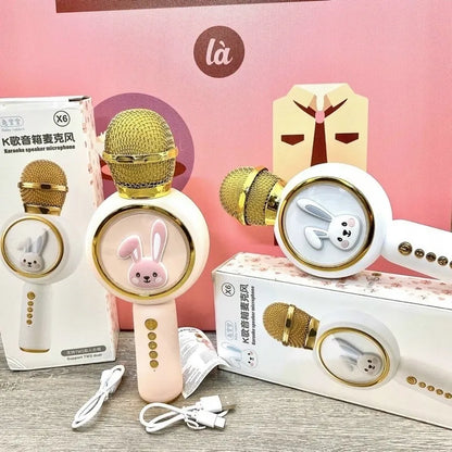 Belaidis karaoke mikrofonas vaikams „Sweet Bunny“ su „Bluetooth“ garsiakalbiu