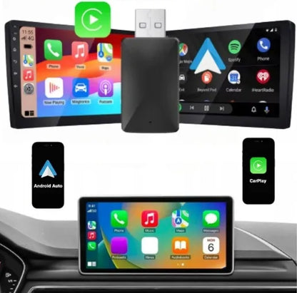 Belaidis mini USB / USB-C adapteris "CarPlay" ir "Android Auto" sistemoms, skirtas "iPhone" bei "iOS" įrenginiams