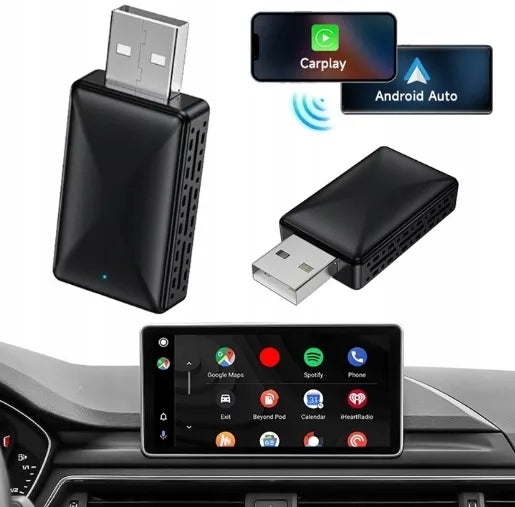 Belaidis mini USB / USB-C adapteris "CarPlay" ir "Android Auto" sistemoms, skirtas "iPhone" bei "iOS" įrenginiams