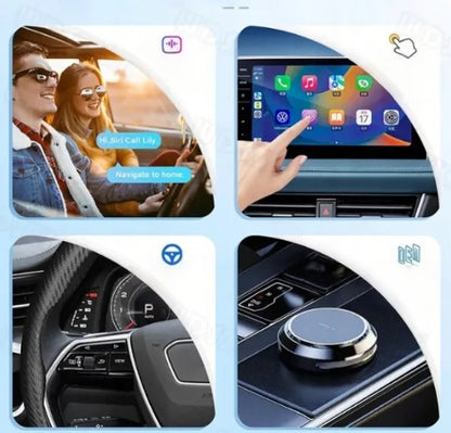 Belaidis mini USB / USB-C adapteris "CarPlay" ir "Android Auto" sistemoms, skirtas "iPhone" bei "iOS" įrenginiams