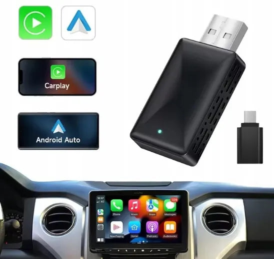 Belaidis mini USB / USB-C adapteris "CarPlay" ir "Android Auto" sistemoms, skirtas "iPhone" bei "iOS" įrenginiams