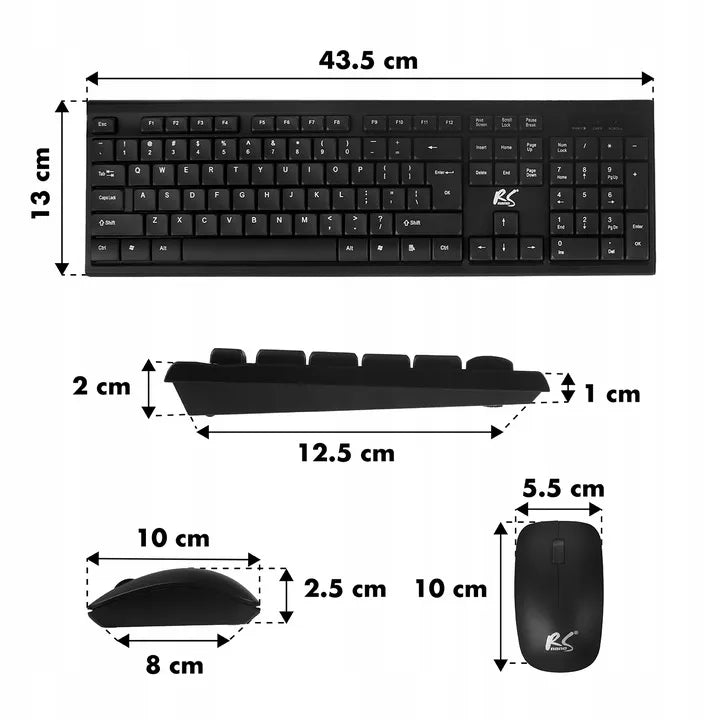 Belaidis žaidimų klaviatūros ir pelės rinkinys NanoRS 1200 DPI juodas