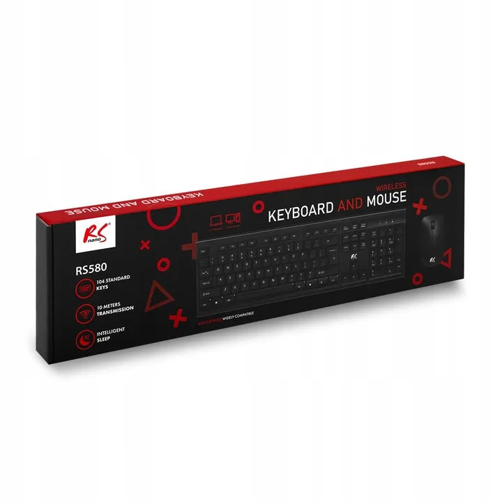 Belaidis žaidimų klaviatūros ir pelės rinkinys NanoRS 1200 DPI juodas