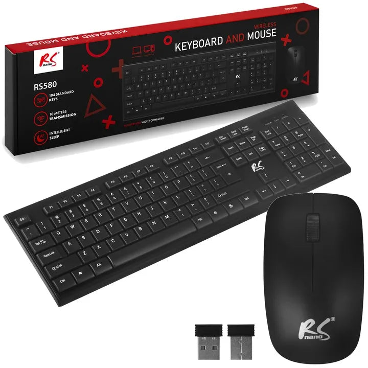 Belaidis žaidimų klaviatūros ir pelės rinkinys NanoRS 1200 DPI juodas