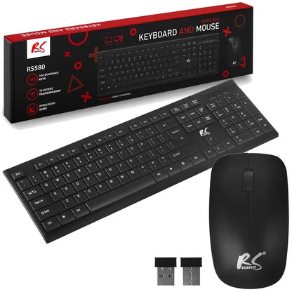 Belaidis žaidimų klaviatūros ir pelės rinkinys NanoRS 1200 DPI juodas