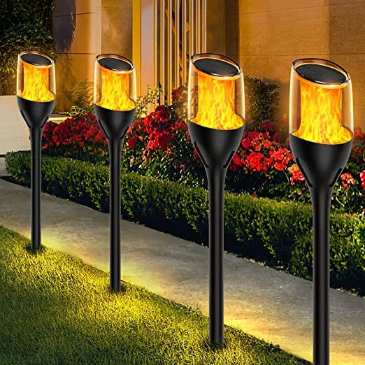 Berge LED saulės fakelas, sodo šviestuvas su ugnies imitacijos efektu