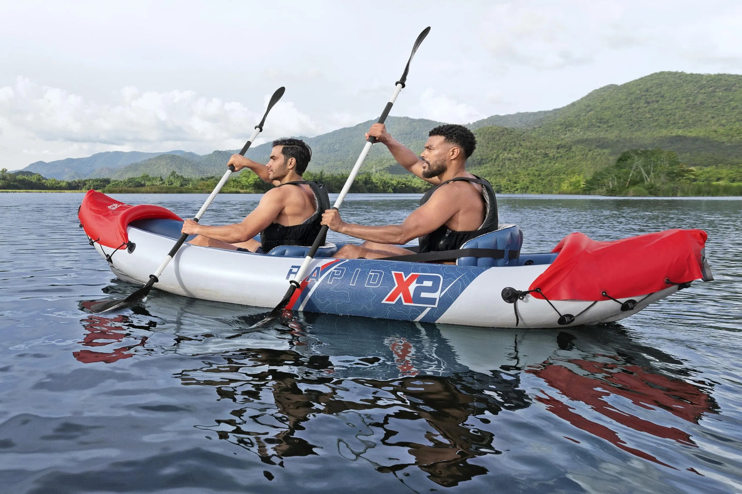 Bestway 65077 pripučiamas dvivietis baidarė Lite Rapid X2 321 x 100 cm rinkinys