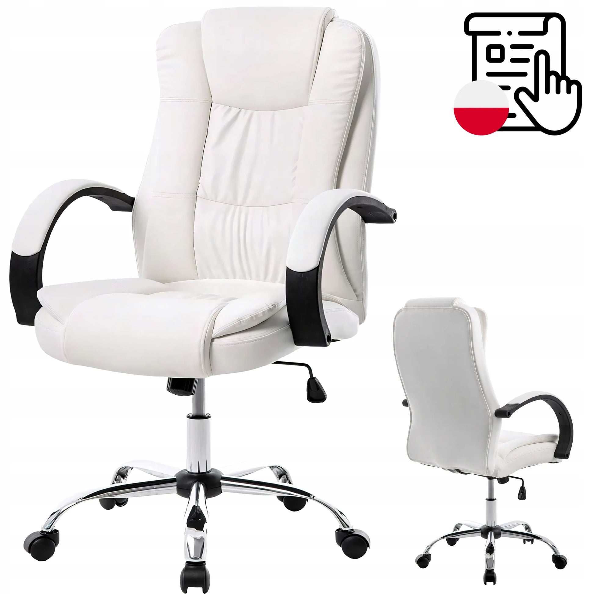 BIURO KĖDĖ 130KG SUKAMAS ERGONOMIŠKAS BIURO KRĖSLAS BALTAS