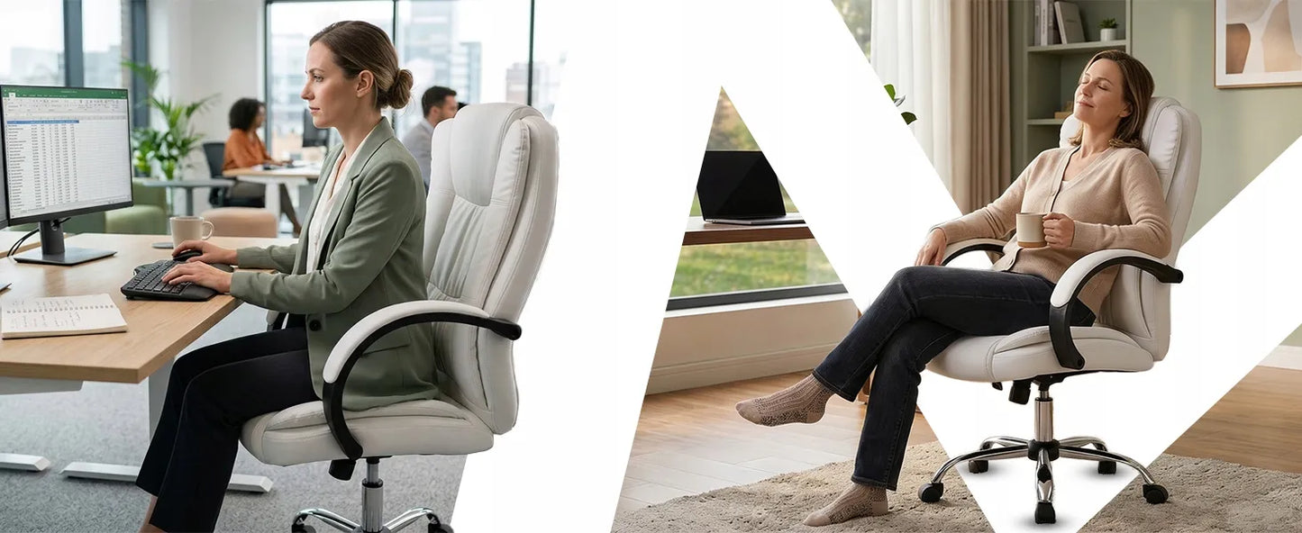 BIURO KĖDĖ 130KG SUKAMAS ERGONOMIŠKAS BIURO KRĖSLAS BALTAS