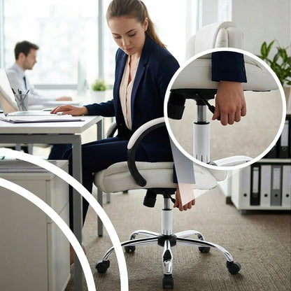 BIURO KĖDĖ 130KG SUKAMAS ERGONOMIŠKAS BIURO KRĖSLAS BALTAS