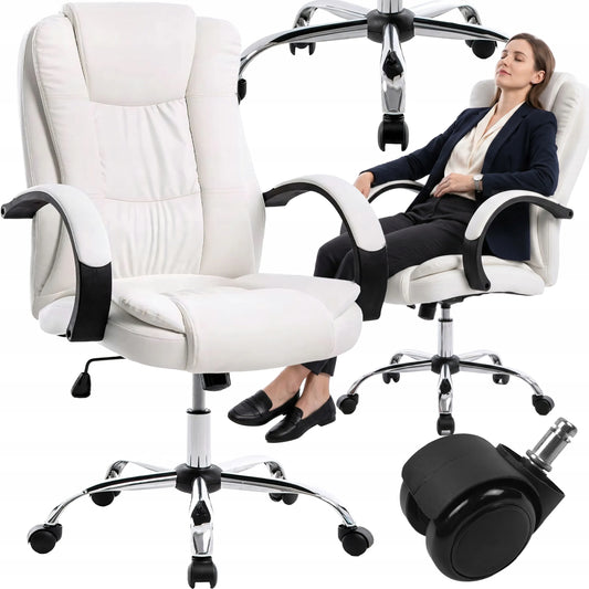 BIURO KĖDĖ 130KG SUKAMAS ERGONOMIŠKAS BIURO KRĖSLAS BALTAS
