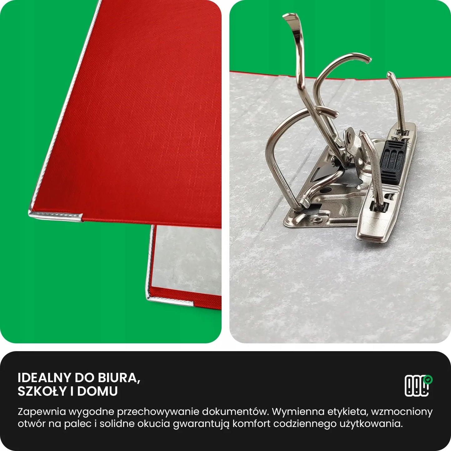 Biuro segtuvas A4 80mm, 5 vnt. rinkinys, pagrindinės spalvos, dideli segtuvai