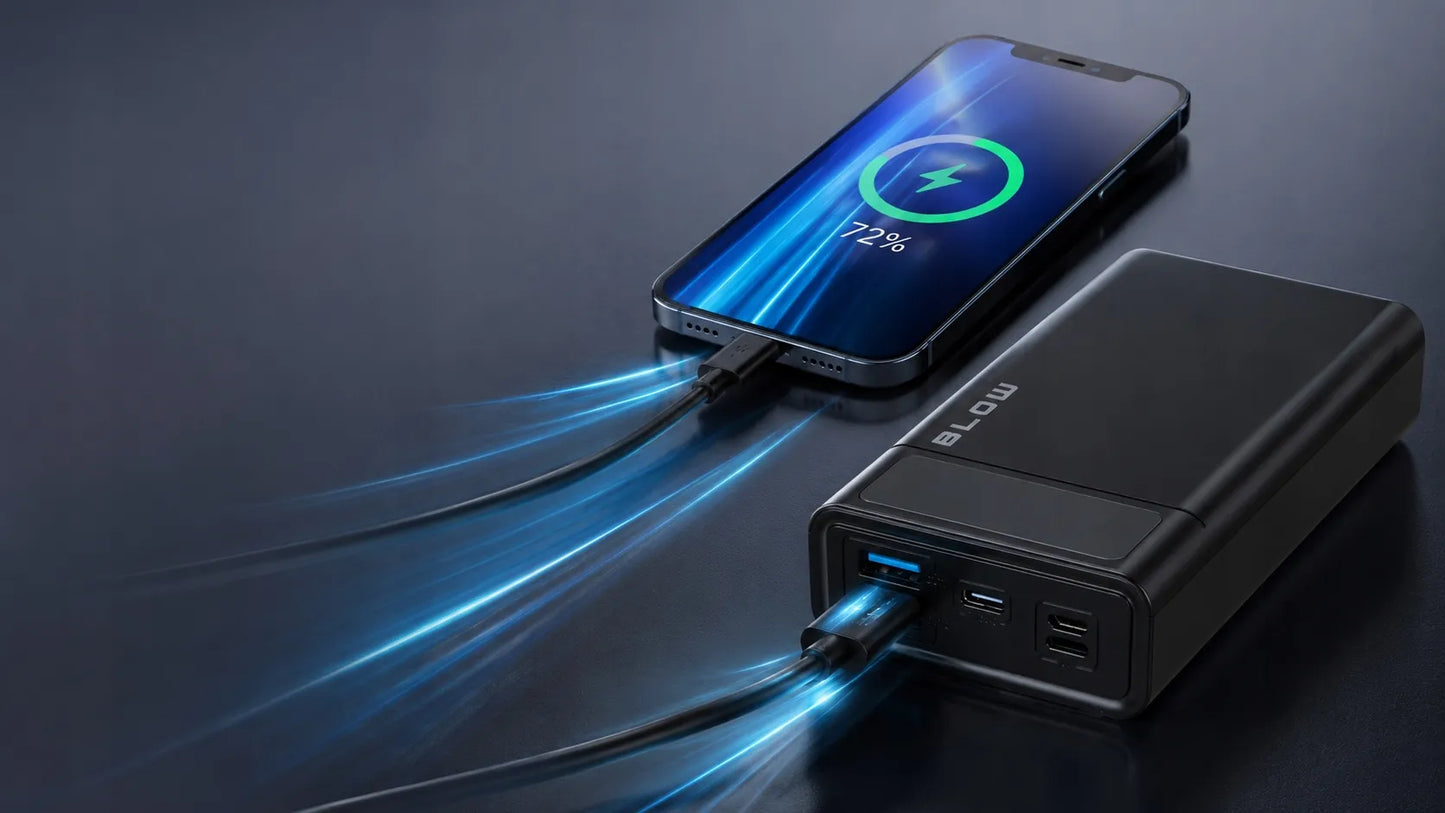 BLOW 20000 mAh 22,5W „Powerbank“ su „Quick Charge“ ir „Power Delivery“ technologija