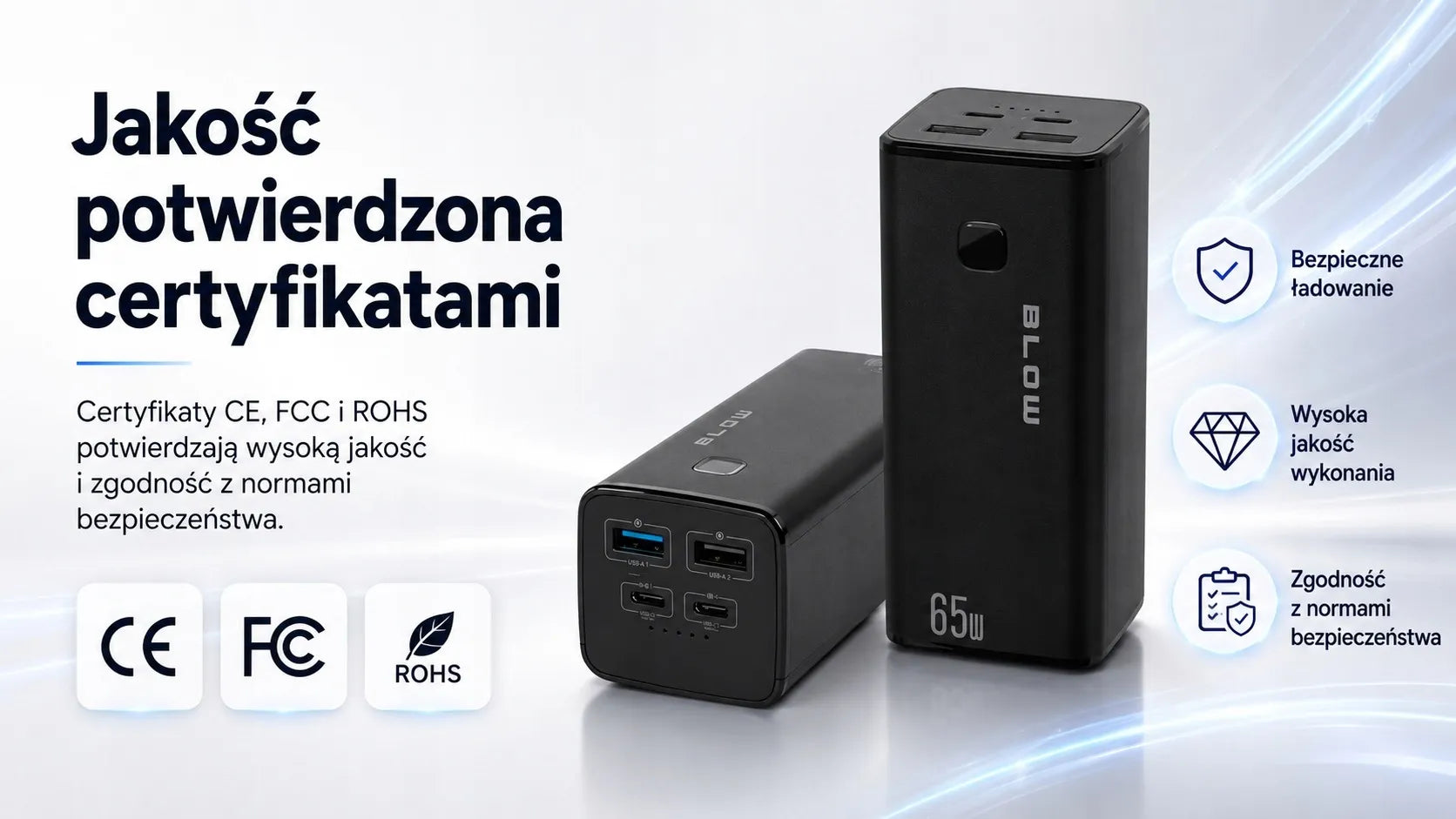 BLOW 20000 mAh 65W QC3.0 PD USB-C Powerbankas nešiojamiems kompiuteriams