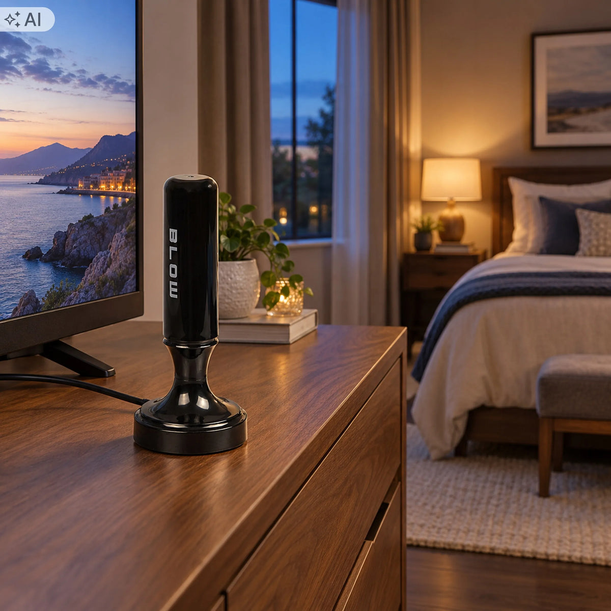 BLOW ATD40 aktyvioji kambarinė antena DVB-T2 televizoriui, 4K, MUX-8, LTE filtras