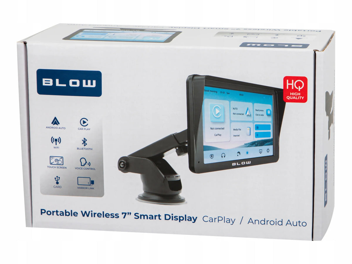 BLOW belaidė automobilinė multimedijos stotelė su CarPlay, Wi-Fi, 7 colių ekranu, Bluetooth ir galinio vaizdo kamera