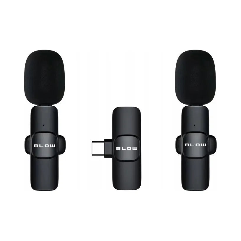 BLOW belaidis prisegamas kondensatorinis mikrofonas, 2 mikrofonai su imtuvu, USB-C