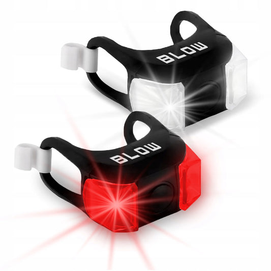BLOW BL-07 LED dviračių žibintų komplektas, priekinis ir galinis, silikoninis