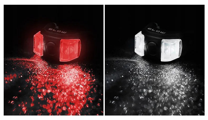 BLOW BL-07 LED dviračių žibintų komplektas, priekinis ir galinis, silikoninis