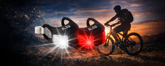 BLOW BL-07 LED dviračių žibintų komplektas, priekinis ir galinis, silikoninis
