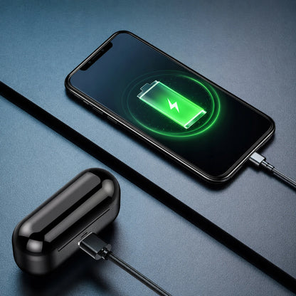 BLOW BTE200 belaidės į ausis įstatomos ausinės su „Bluetooth 5.1“, „Powerbank“ funkcija, dėklu ir mikrofonu