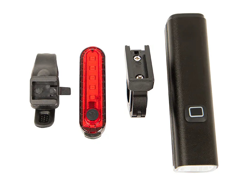 BLOW dviračio žibintų komplektas 1000 lm, metalinis, USB, Powerbank 4800 mAh, priekis + galas