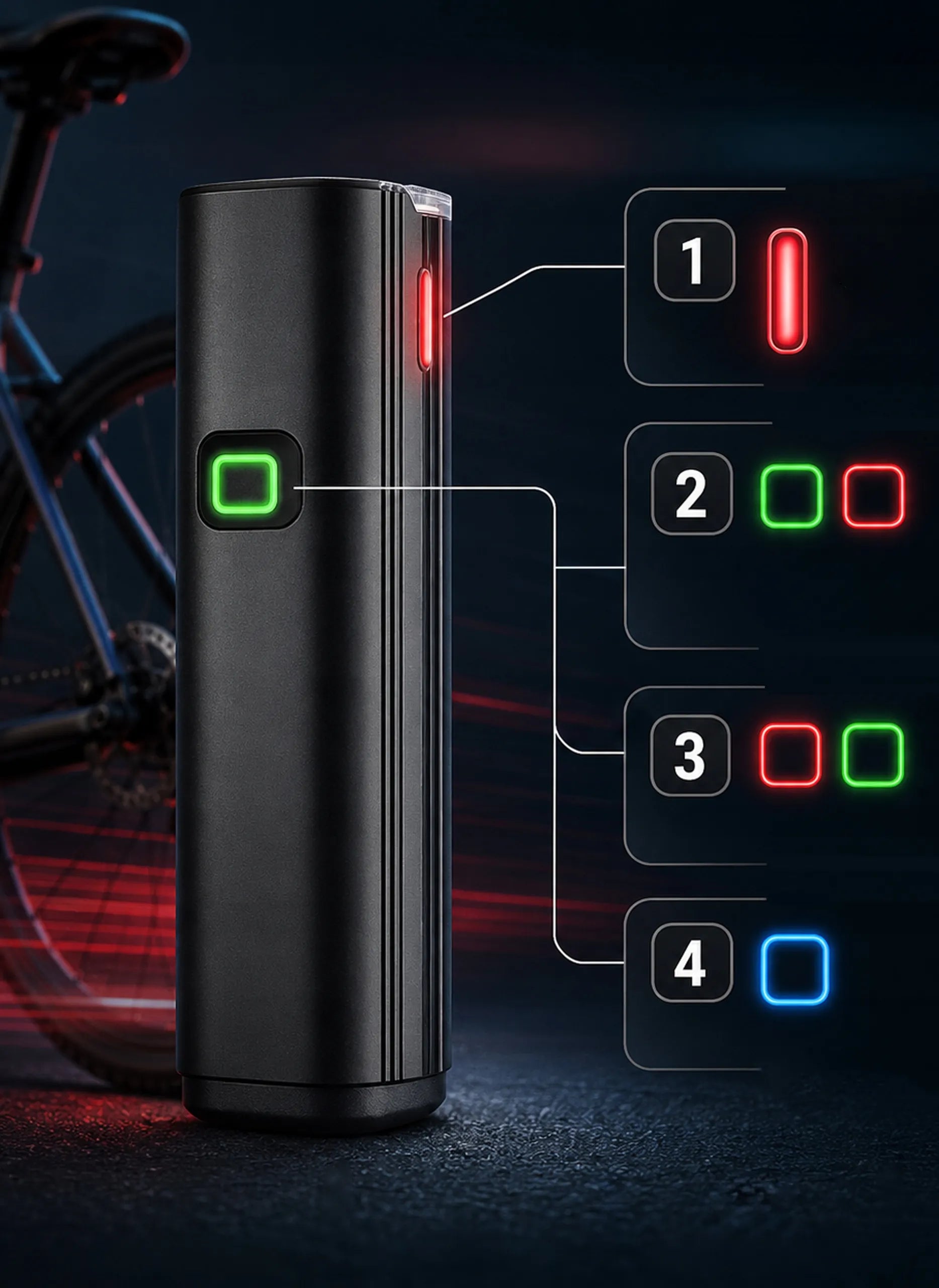 BLOW dviračio žibintų komplektas 1000 lm, metalinis, USB, Powerbank 4800 mAh, priekis + galas