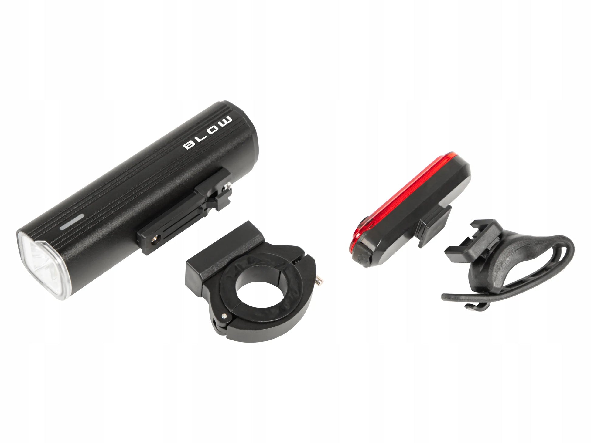 BLOW dviračio žibintų komplektas 1000 lm, metalinis, USB, Powerbank 4800 mAh, priekis + galas