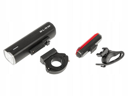 BLOW dviračio žibintų komplektas 1000 lm, metalinis, USB, Powerbank 4800 mAh, priekis + galas