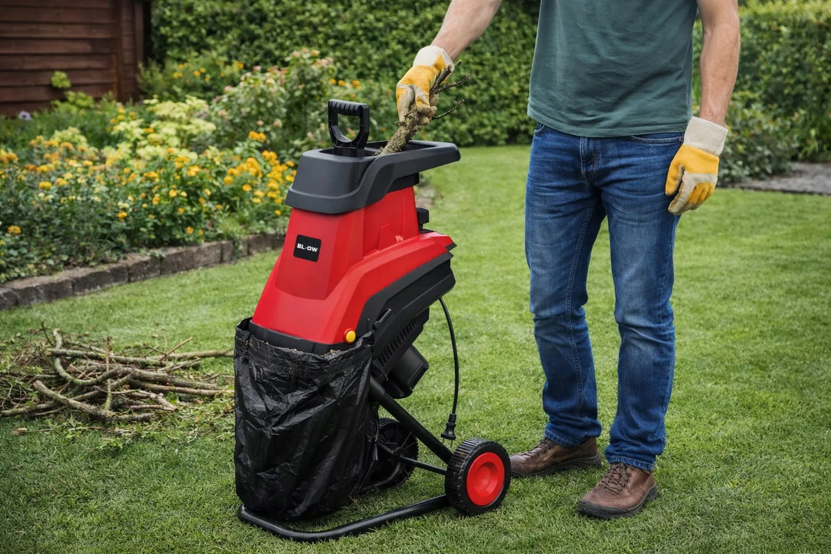 BLOW elektrinis šakų smulkintuvas, 3600 W, iki 45 mm, su 2 × 45 l maišais