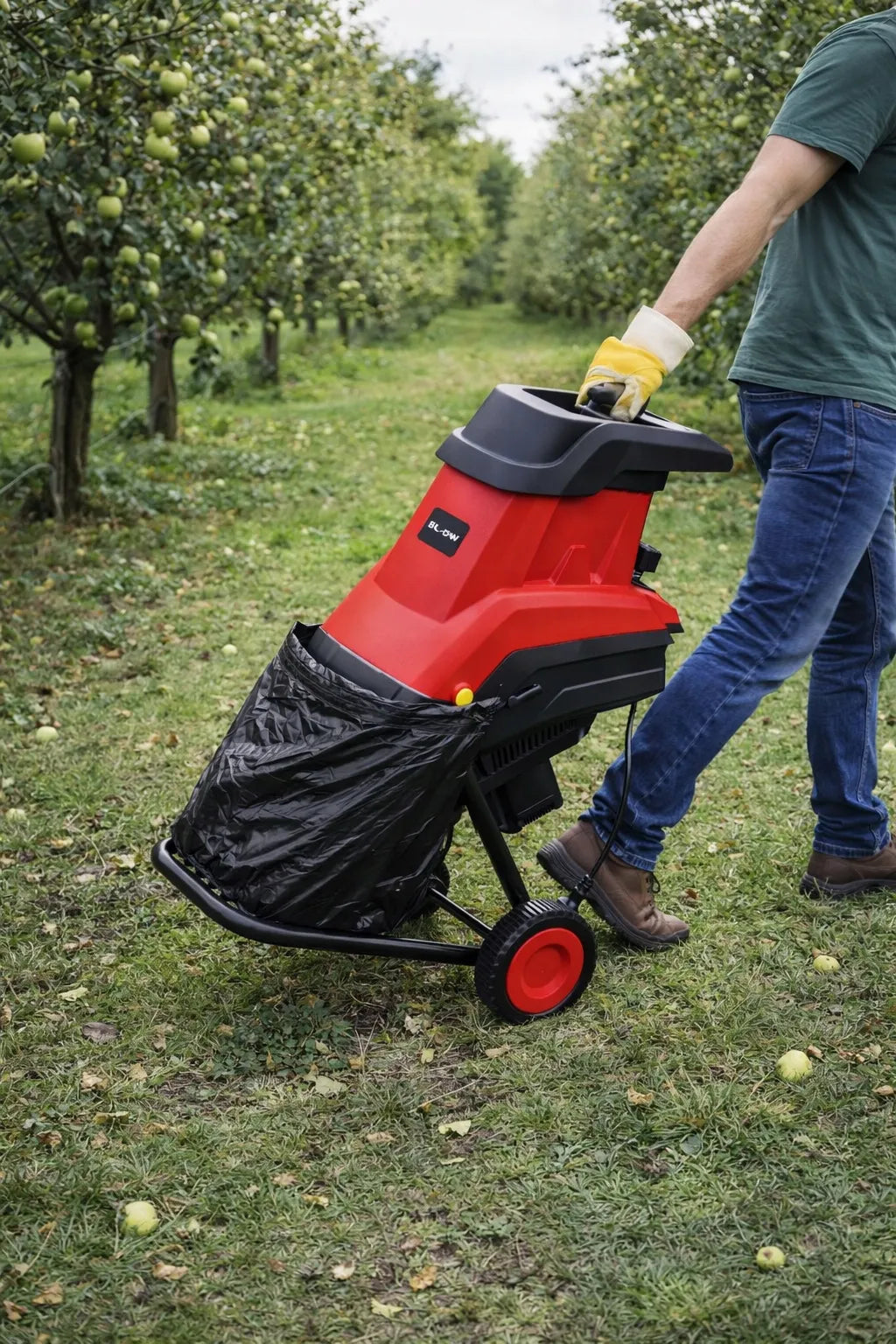 BLOW elektrinis šakų smulkintuvas, 3600 W, iki 45 mm, su 2 × 45 l maišais