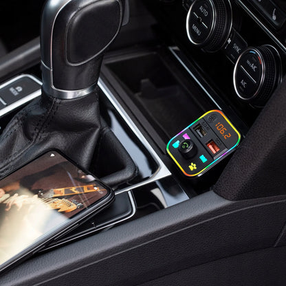 BLOW FM siųstuvas Bluetooth MP3 SD įkroviklis 2xUSB RGB greitas įkrovimas QC3.0