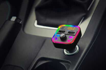 BLOW FM siųstuvas Bluetooth MP3 SD įkroviklis 2xUSB RGB greitas įkrovimas QC3.0