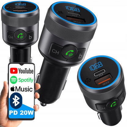 BLOW FM siųstuvas Bluetooth USB Type-C QC 3.0 + PD BASS PD 20W
