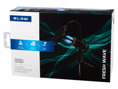 BLOW FRESH WAVE USB kondensatorinis mikrofonas kompiuteriui, žaidimams ir karaokė