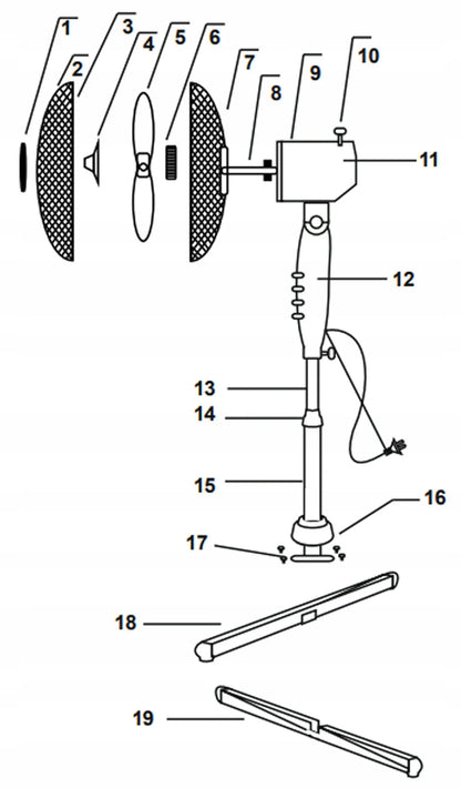 BLOW grindinis ventiliatorius, 55W, 40cm, su reguliavimu ir osciliacija