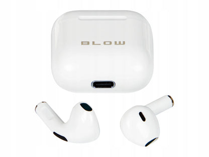 BLOW i15 belaidės į ausis įstatomos „Bluetooth“ ausinės su mikrofonu ir įkrovimo dėklu