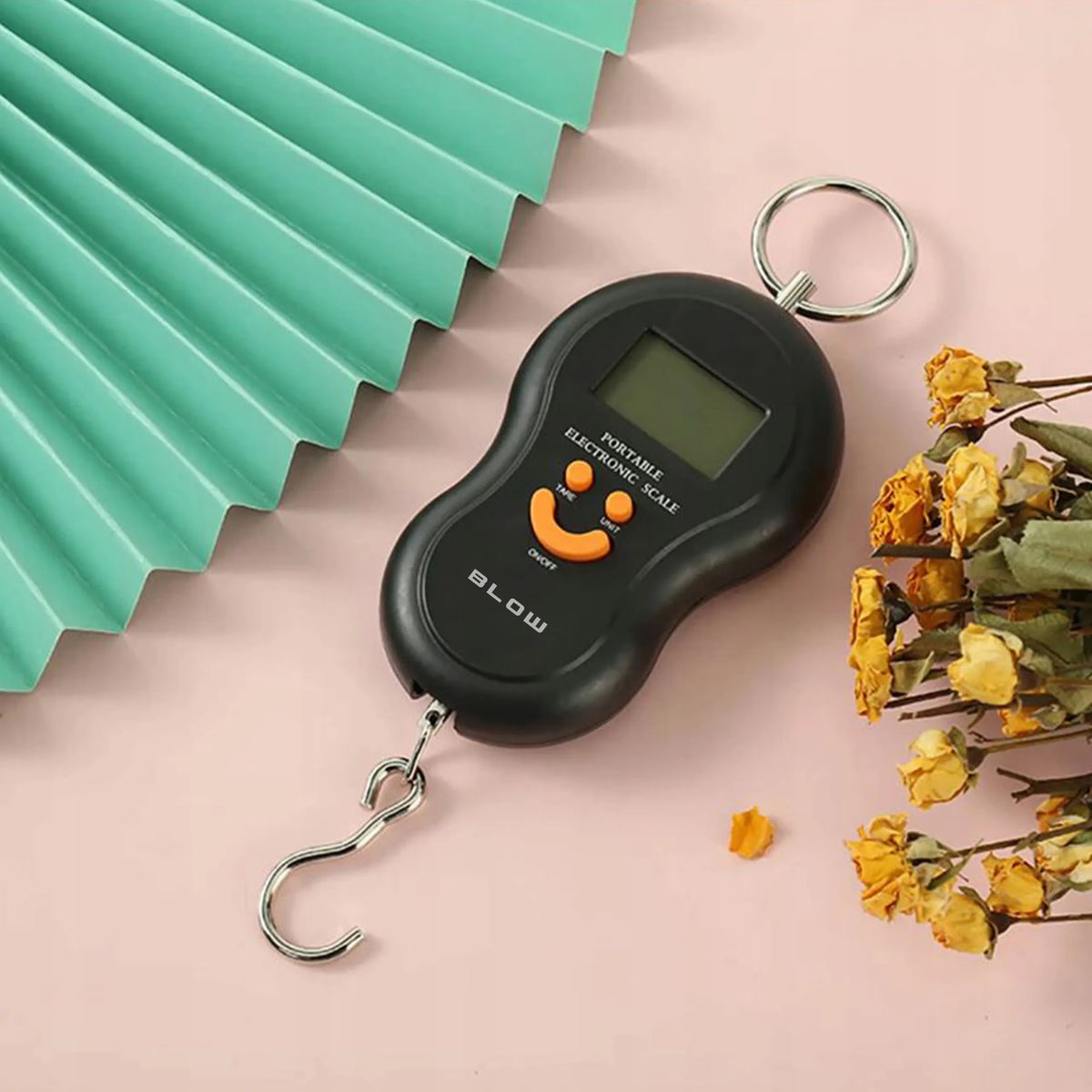 BLOW LS 103 elektroninės bagažo svarstyklės kelionėms ir žvejybai, iki 50 kg, su LCD ekranu ir baterijomis