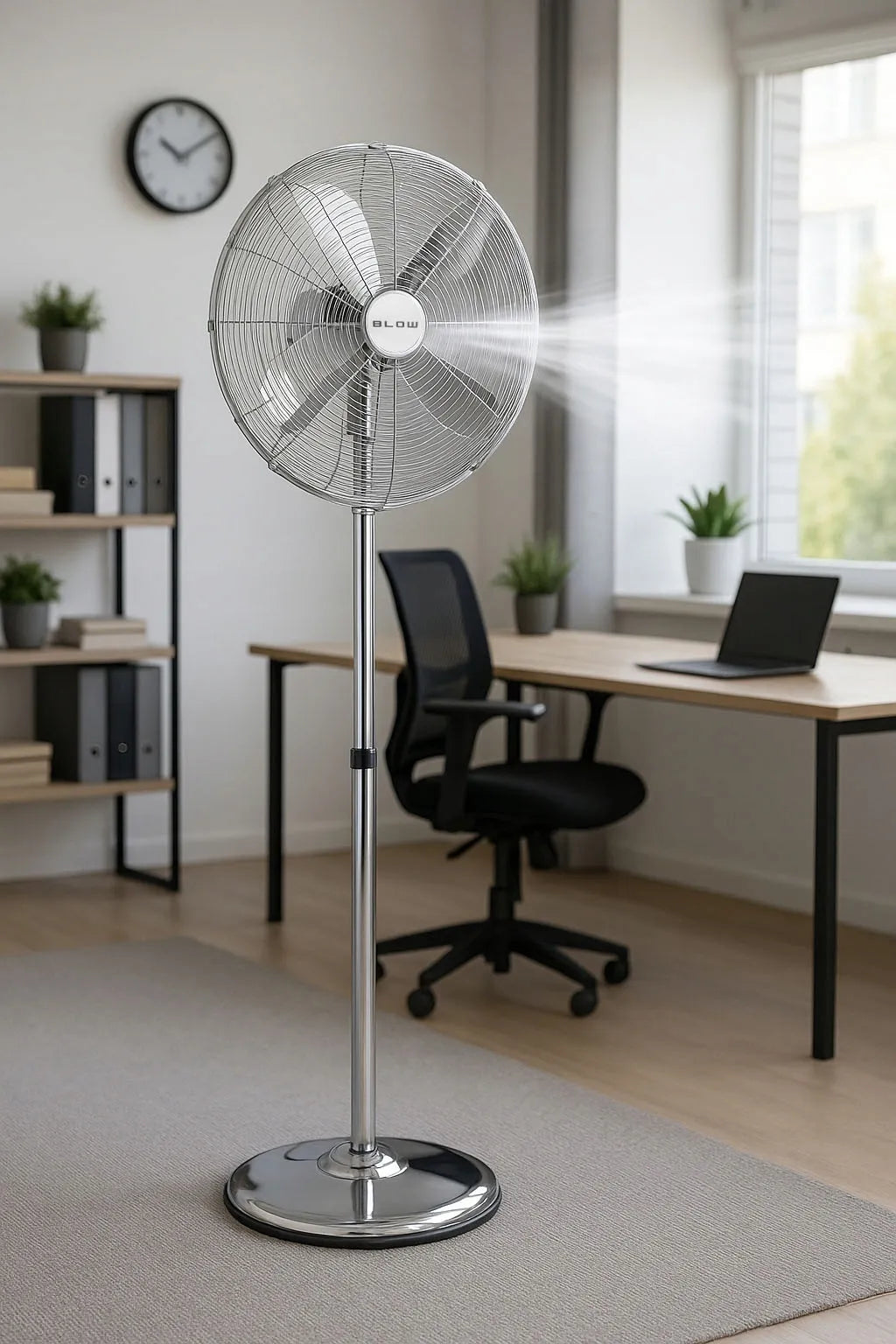 BLOW pastatomas ventiliatorius, 4 mentės, 60 W, 125 cm aukščio, tylus, galingas, metalinis