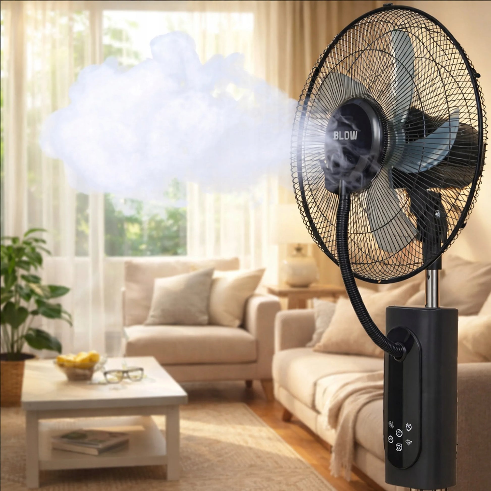 BLOW stovimas ventiliatorius 90W 16" su drėkintuvu ir rūko funkcija