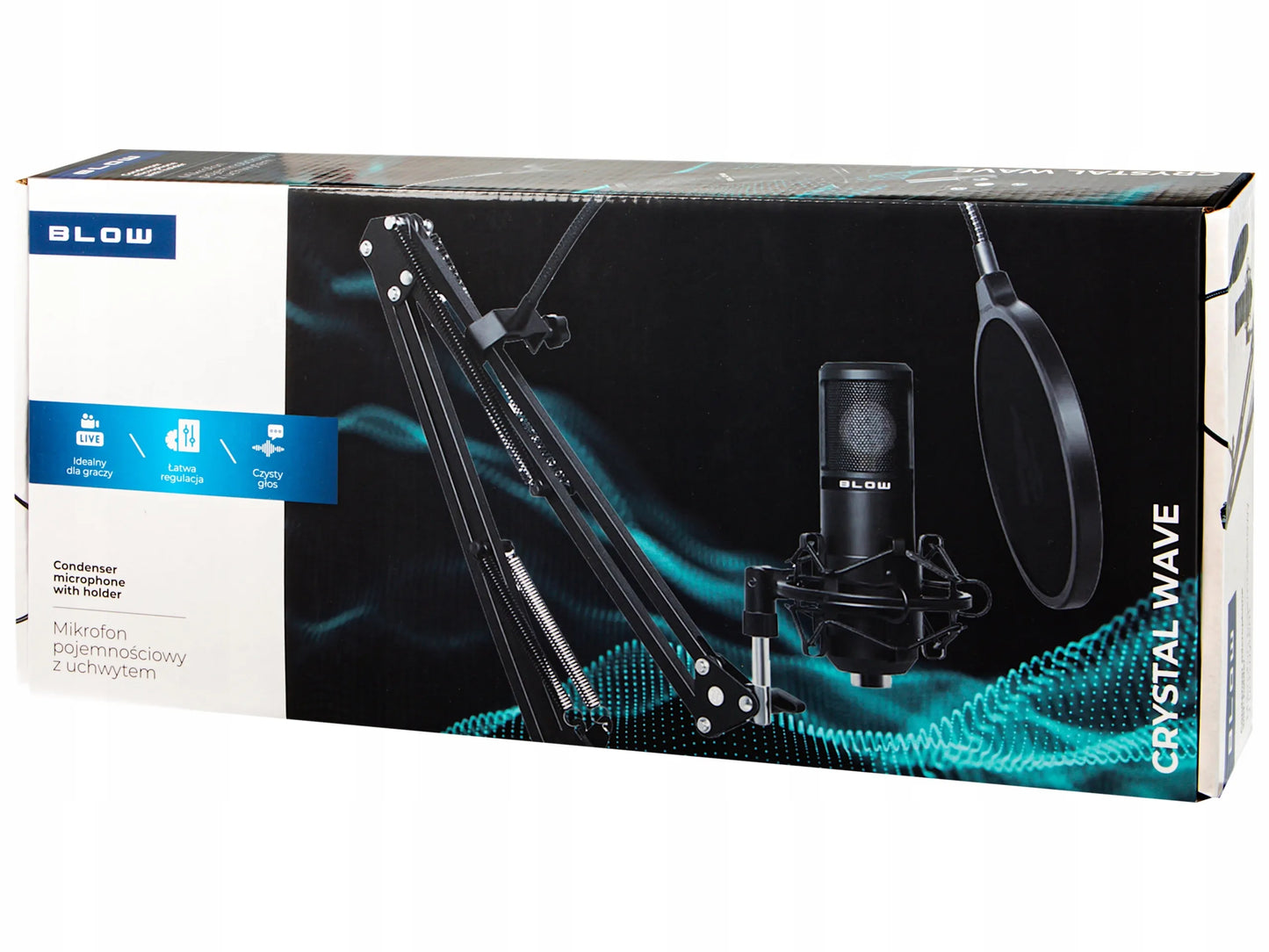 BLOW studijinis kondensatorinis žaidimų mikrofonas su stovu ir USB jungtimi