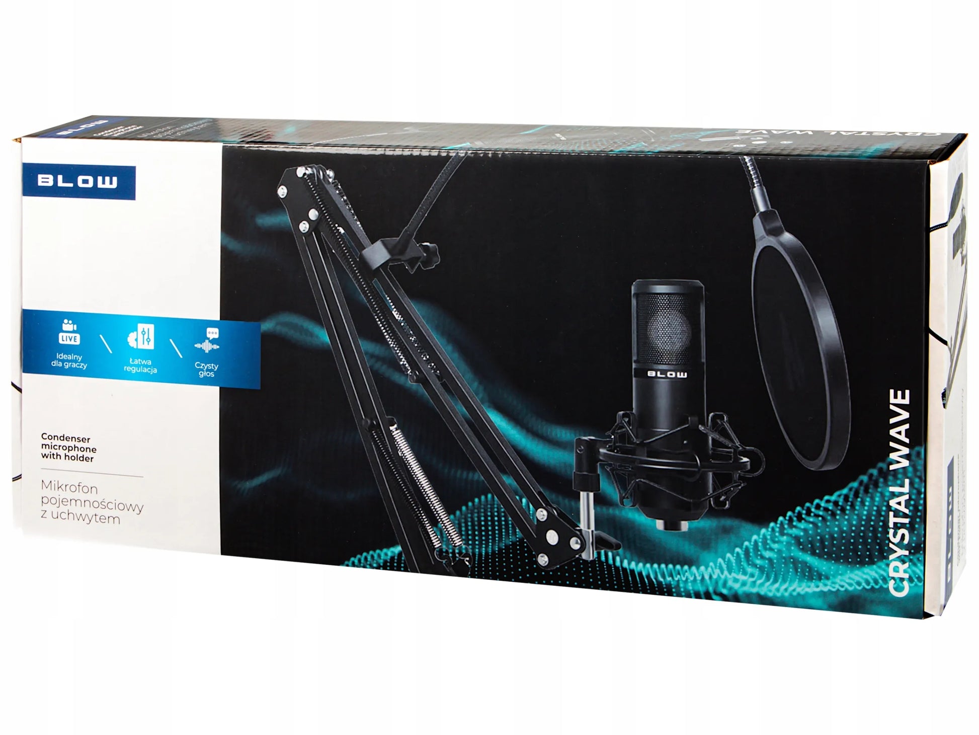 BLOW studijinis kondensatorinis žaidimų mikrofonas su stovu ir USB jungtimi