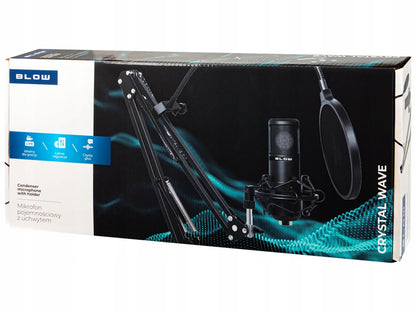 BLOW studijinis kondensatorinis žaidimų mikrofonas su stovu ir USB jungtimi