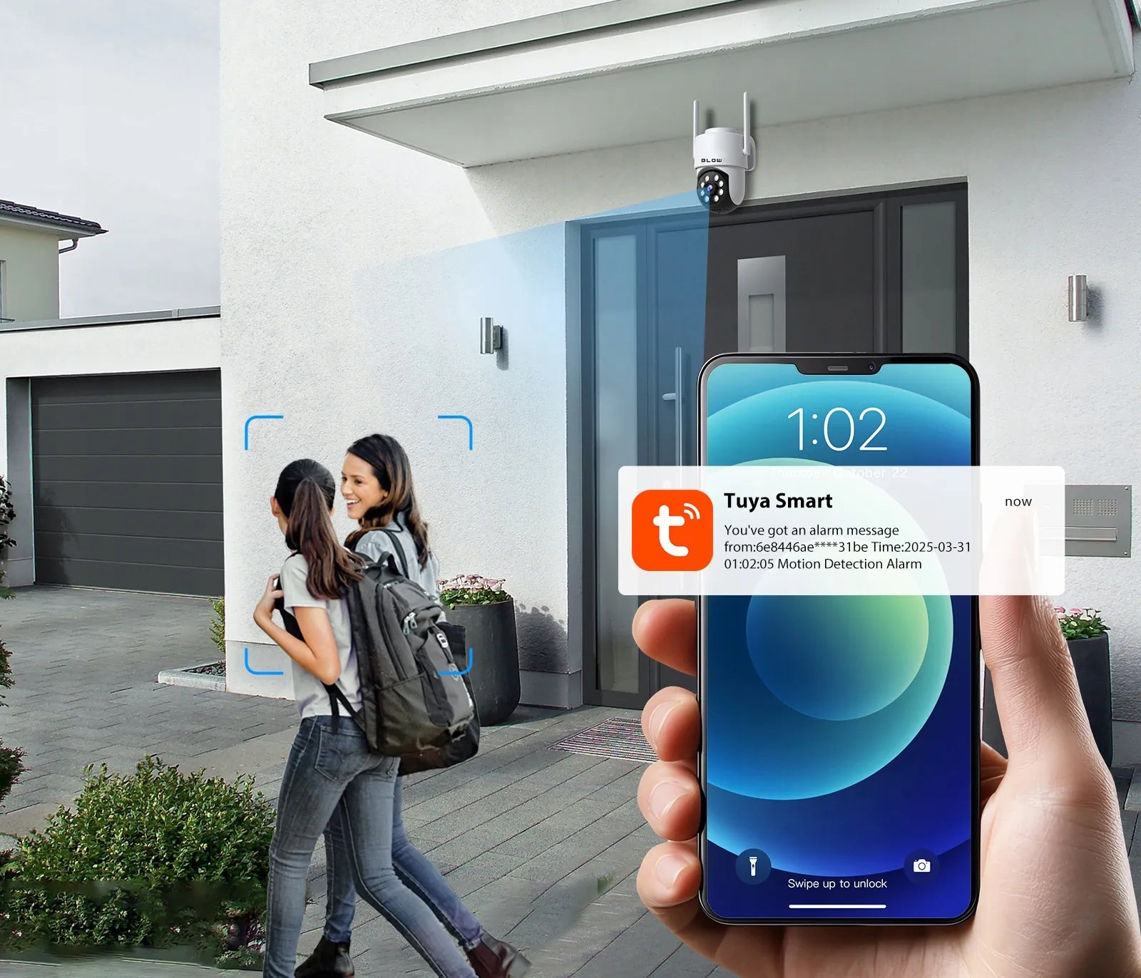 BLOW T-135 5MP WIFI IP pasukama išorinė kamera, Full HD, su judesio detekcija ir Tuya palaikymu