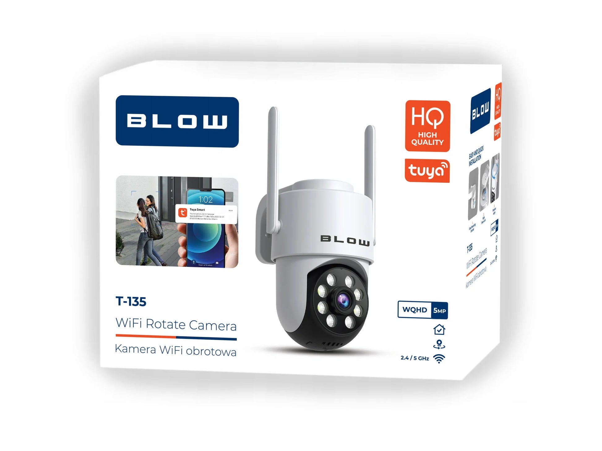 BLOW T-135 5MP WIFI IP pasukama išorinė kamera, Full HD, su judesio detekcija ir Tuya palaikymu
