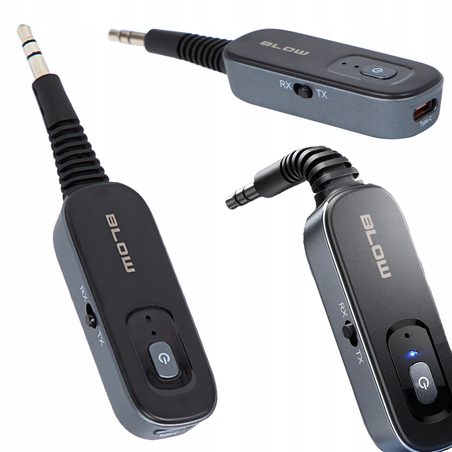 „Bluetooth 2-in-1“ siųstuvas ir imtuvas su 3,5 mm AUX jungtimi ir USB-C